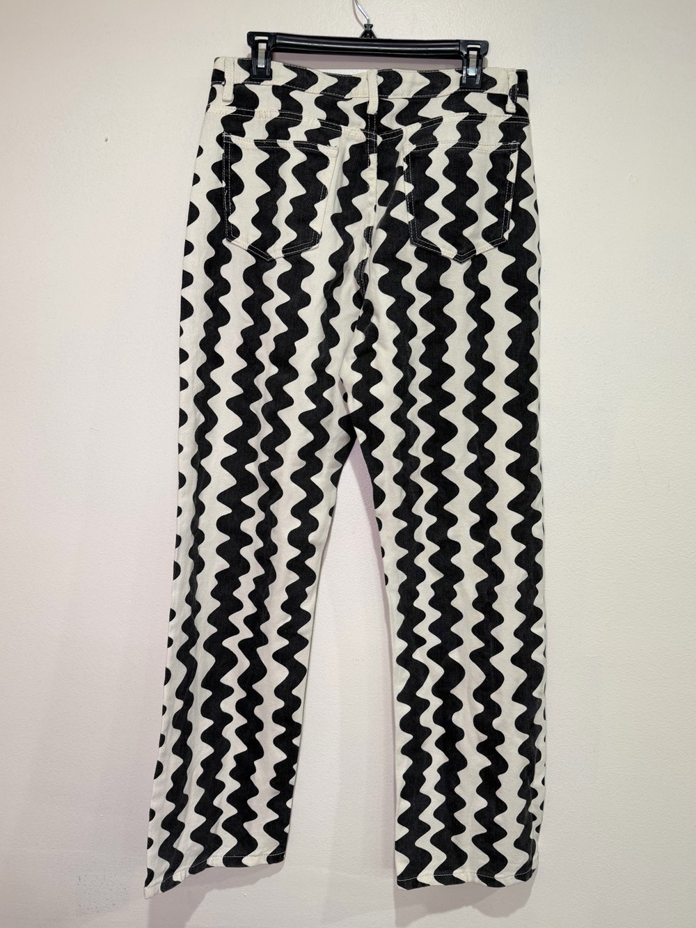 NWT Cider Black Cream Wave Matching Set Crop Top Wide Leg Pants Size Large - Picture 5 of 12